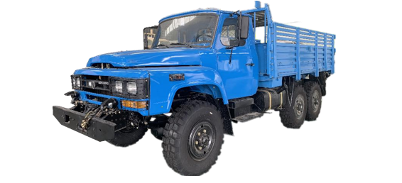  6×6 drivetrain, powerful Cummins engine, and large off-road tires
